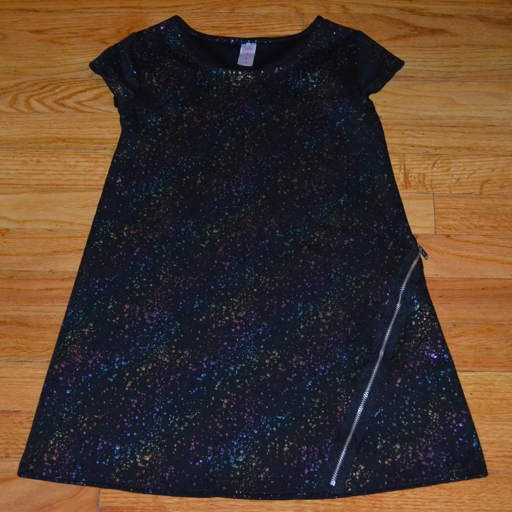 Youth girls black metallic Justice dress, size 8 - Picture 2 of 9